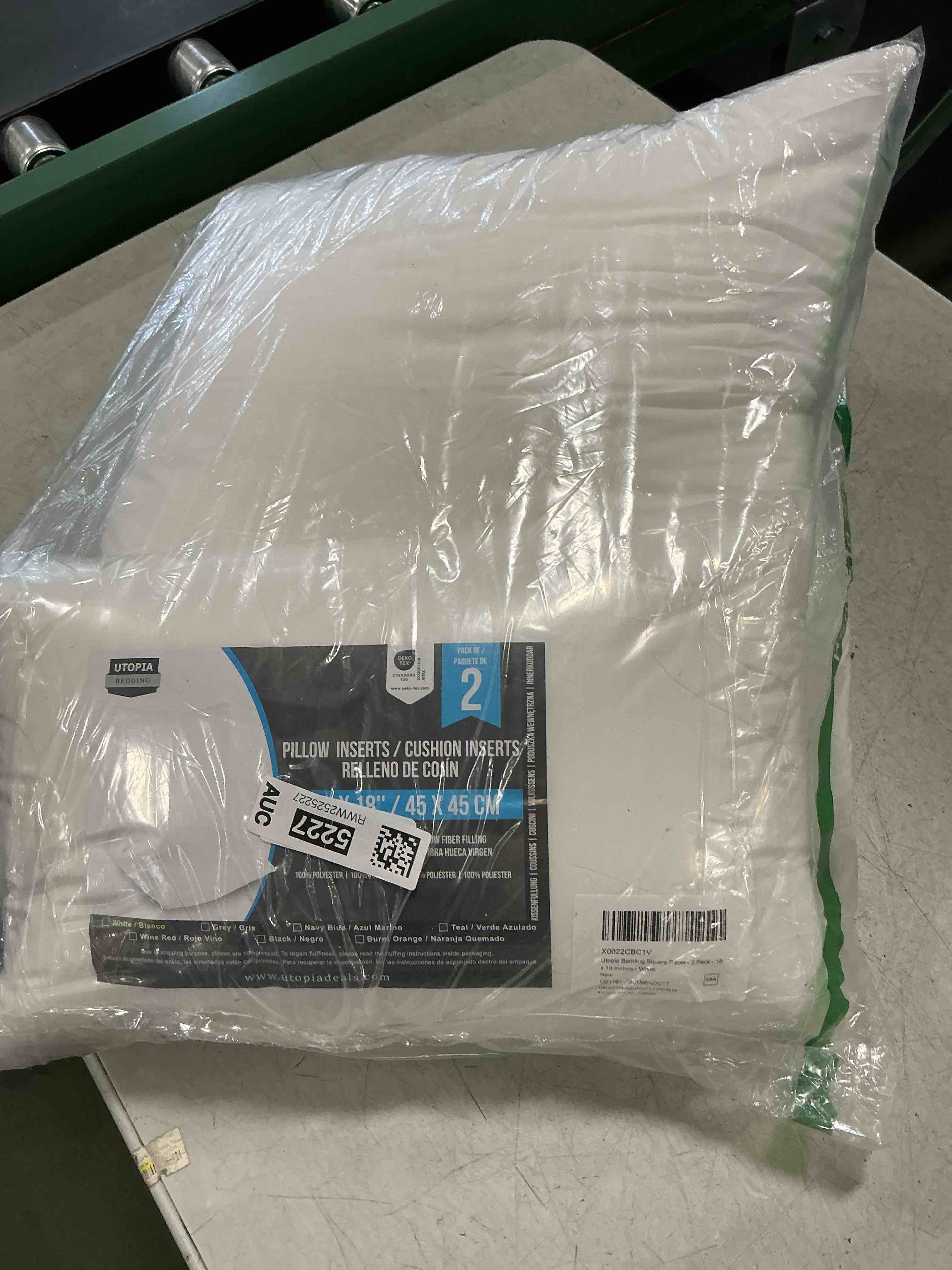 Condition photo showing Good Condition for Utopia Bedding 18x18 Pillow Inserts, Set of 2, White – Indoor Decorative Throw Pillows for Bed, Sofa & Couch – Soft, Supportive & Fluffy Cushion Inserts White 18x18 Inch