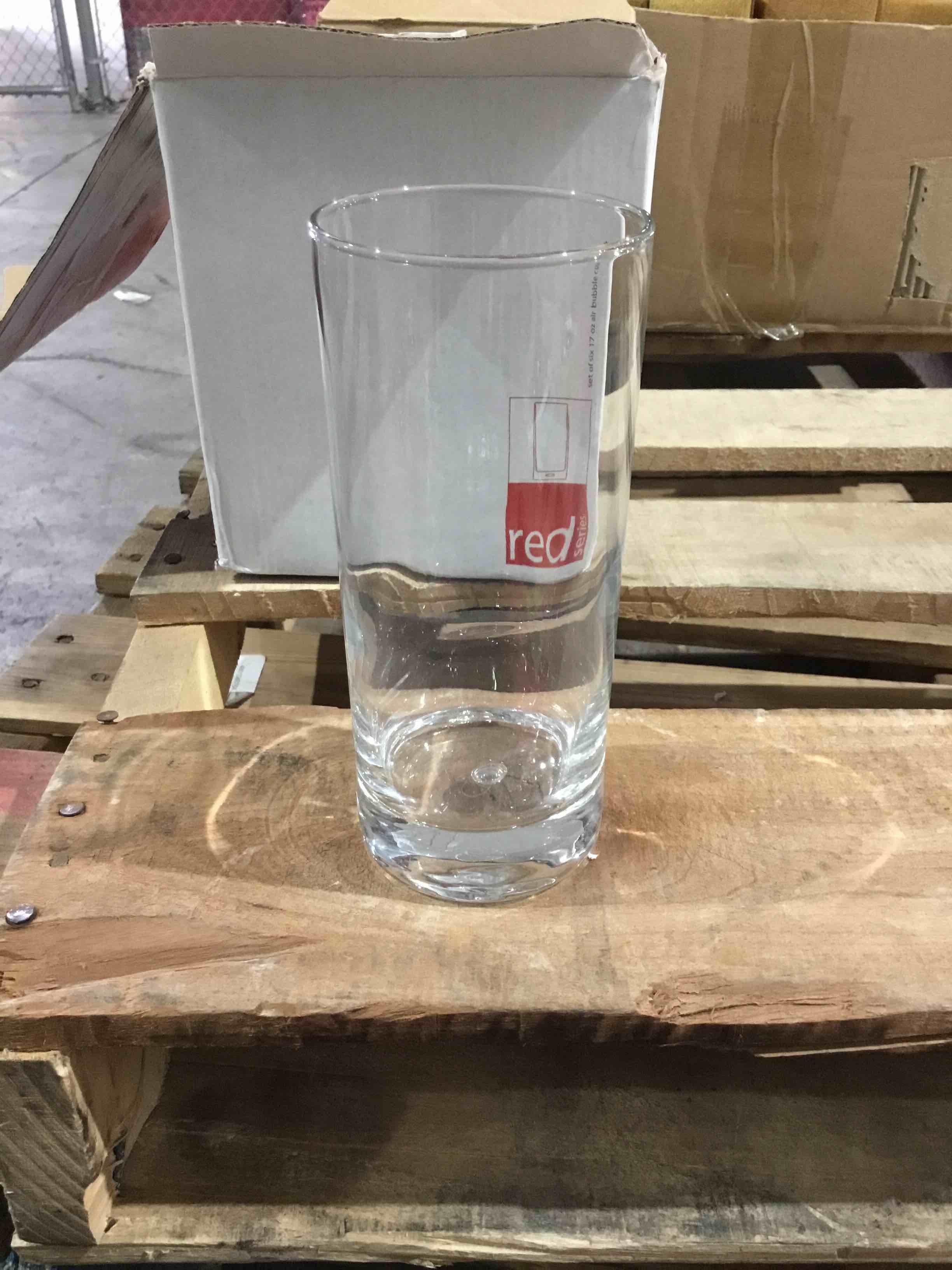 Condition photo showing Good Condition for Home Essentials Red Series 17 Oz. Bubble-bottomed Round Cut Highball Drinking Glasses, Set of 6