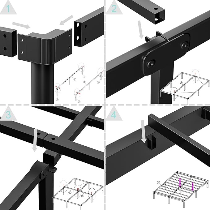 King Bed Frame 14 Inch Metal Bed Frame 