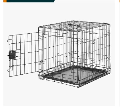 Amazon Basics Durable, Foldable Metal Wire Dog Crate with Tray, Single Door, 24 x 18 x 20 Inches, Black