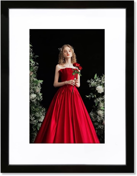 VNVNK 17x22 Frame Black, 17x22 Picture Frame without Mat Or 12x18 with Mat, Wood Photo Frames for Wall Display Set of 1
