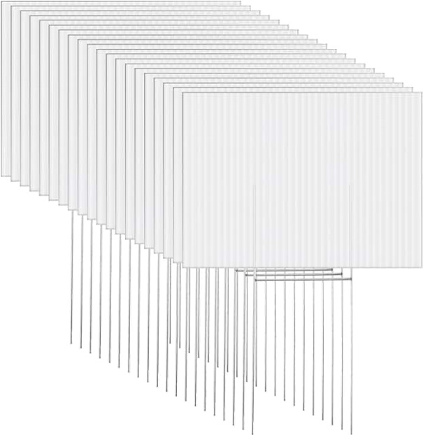WENWELL 10 Large Blank Yard Signs with Stakes 18 x 24",Corrugated
