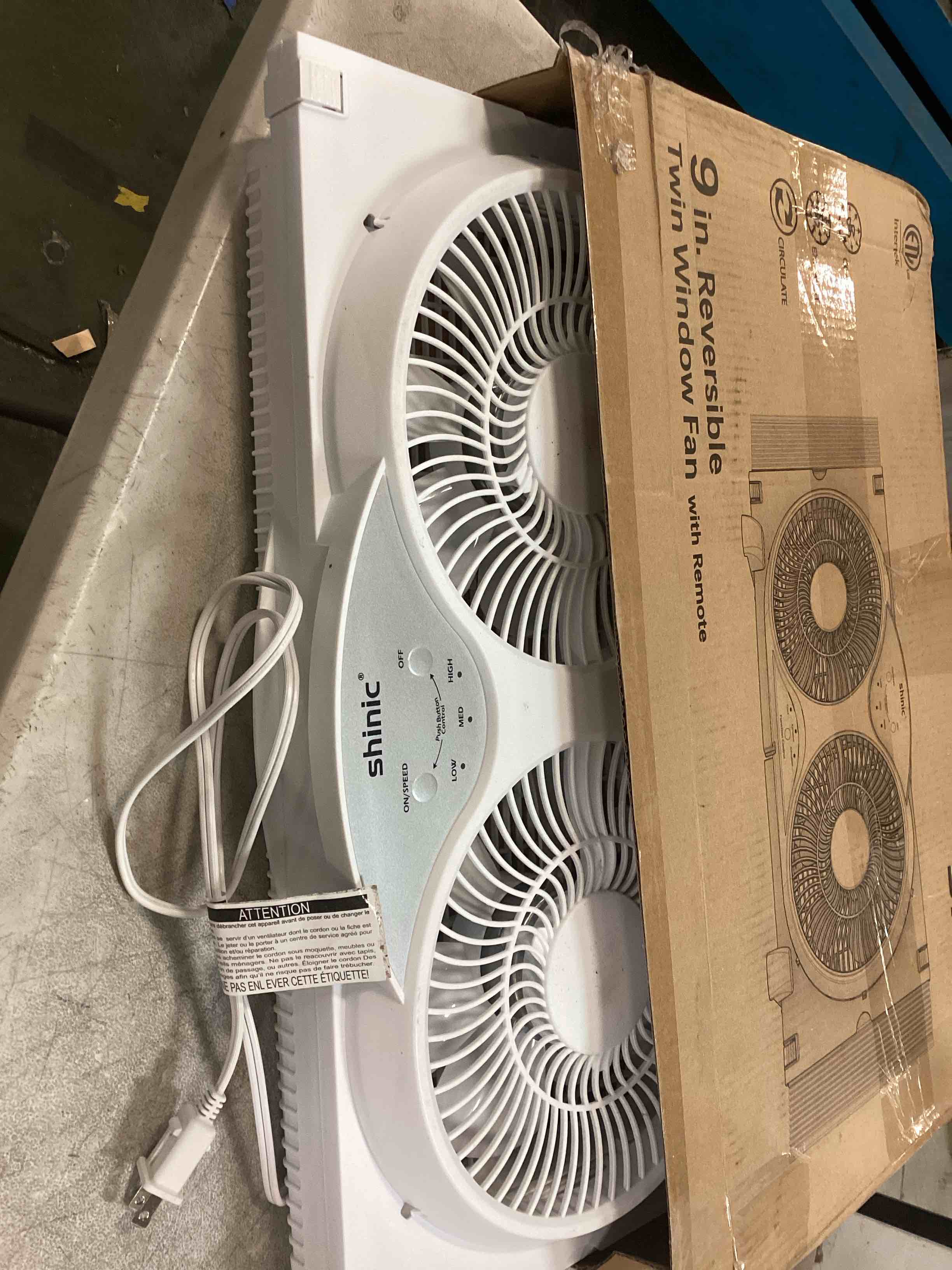 shinic Window Fan with Reversible Airflow Quiet, Twin 9" Blades, Full