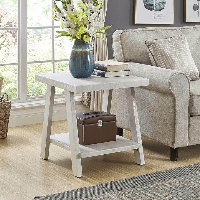 Roundhill Furniture Athens Contemporary Replicated Wood Regular End Table, White
