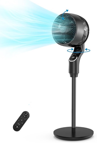 Pedestal Fan for Bedroom,VCK 42“ Standing Floor Fan with 360° Oscillating Air Circulator,32 Speeds,4 Modes,24db Ultra Quiet DC Motor,24H Timer,Child Lock,Smart Remote Control for Home, Office, Indoor