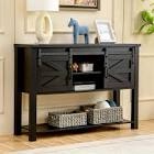 GAZHOME Entryway Table with Sliding Barn Doors, 46'' Farmhouse Console Table with Storage, Rustic Sofa Table with Adjustable Shelf & Open Shelf for Entry Way, Hallway, Living Room, Black