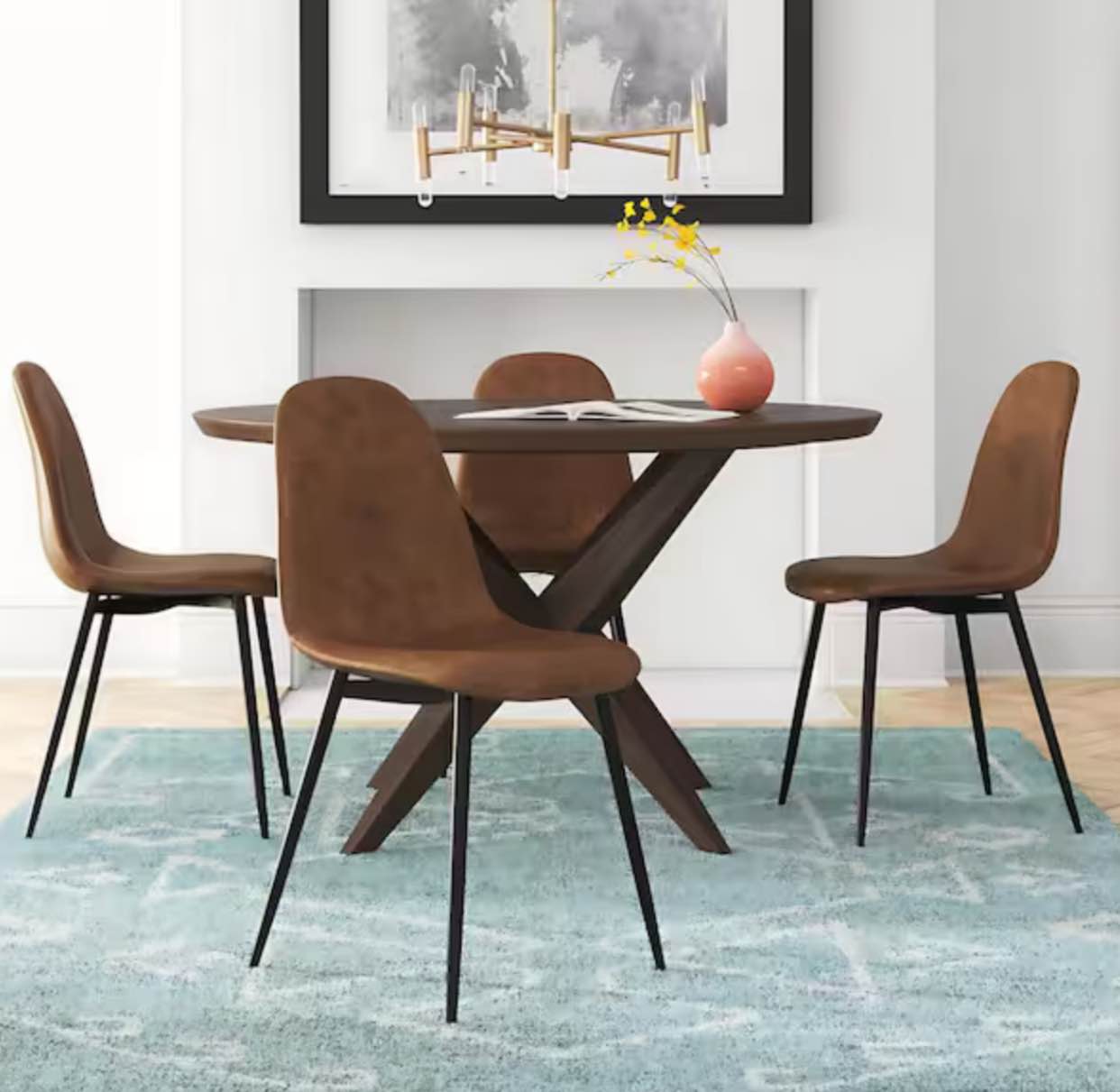 Charlton Brown Faux Suede Upholstered Dining Chairs (Set of 4)