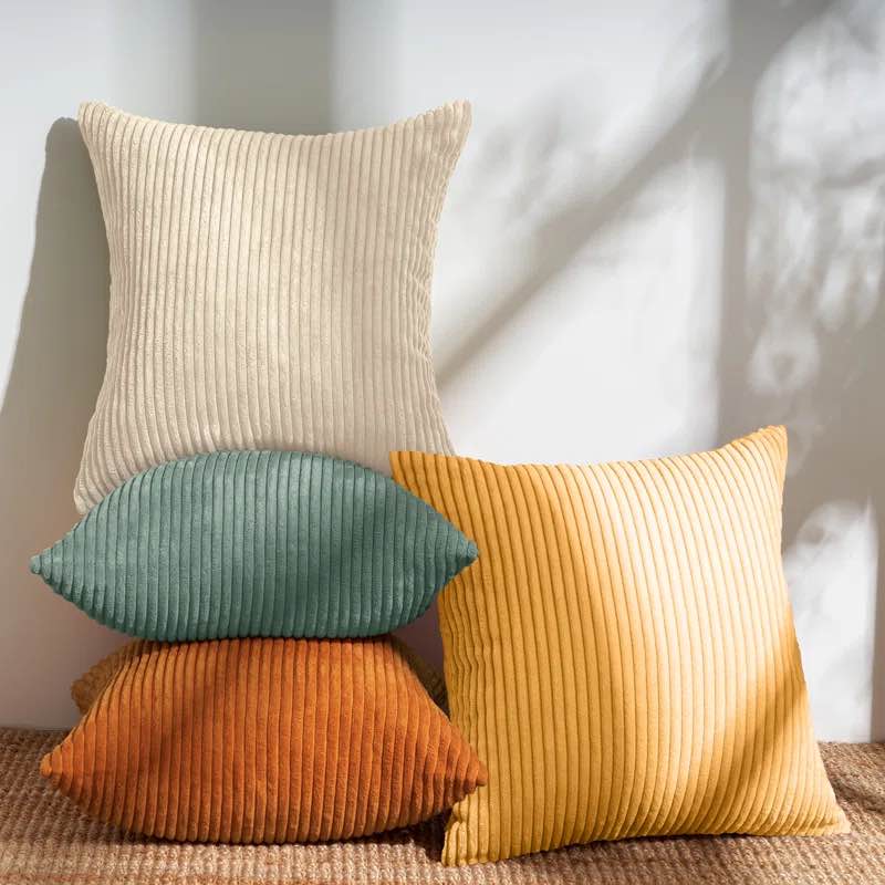 Striped Corduroy Pillow Cover Square Modern Gradient Pillow Cases for Sofa, Decorative Cushion Cover