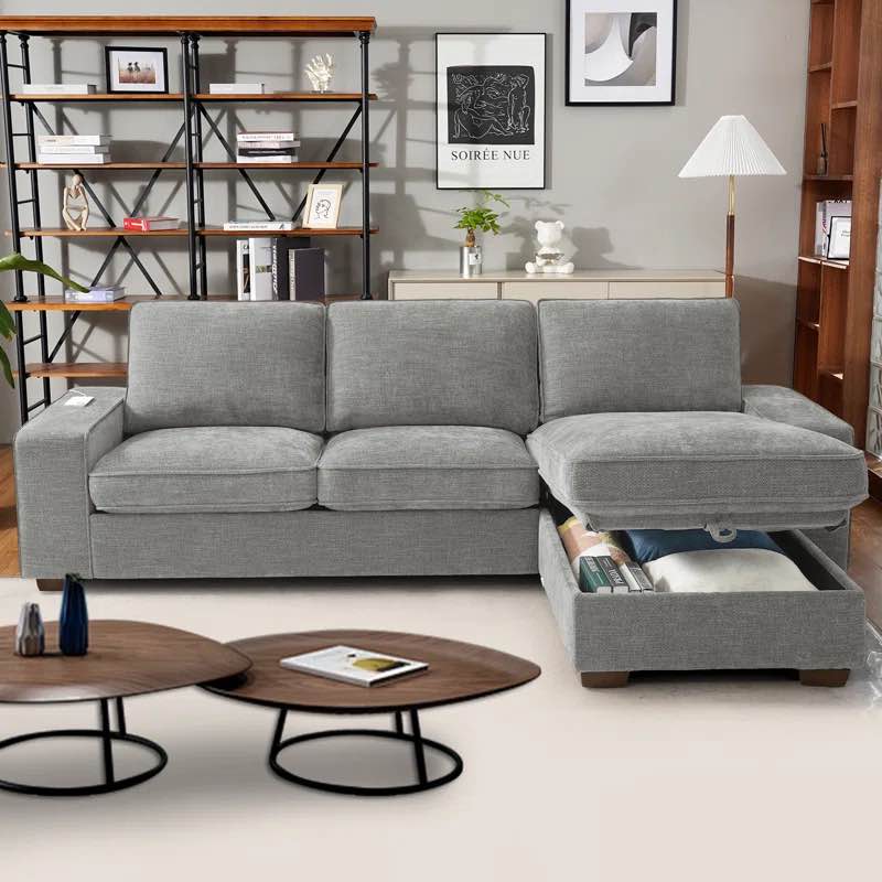 Jossilynn L-Shape Convertible Sectional Couches Sofas with Storage Chaise INCOMPLETE ( chaise only) 