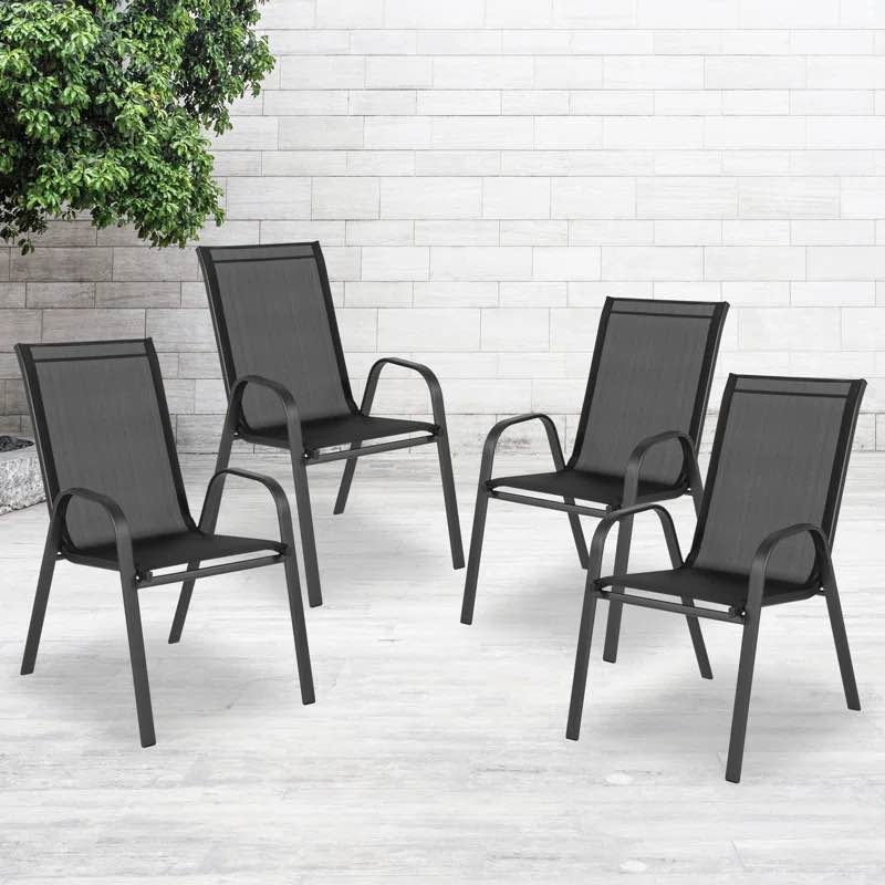 Artu Stackable Flex Comfort Sling Outdoor Patio Chairs by Flash Furniture (Set of 4)
