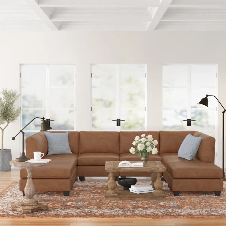 Incomplete Only Two Boxes Barnwell 8 - Piece Faux Leather Sectional