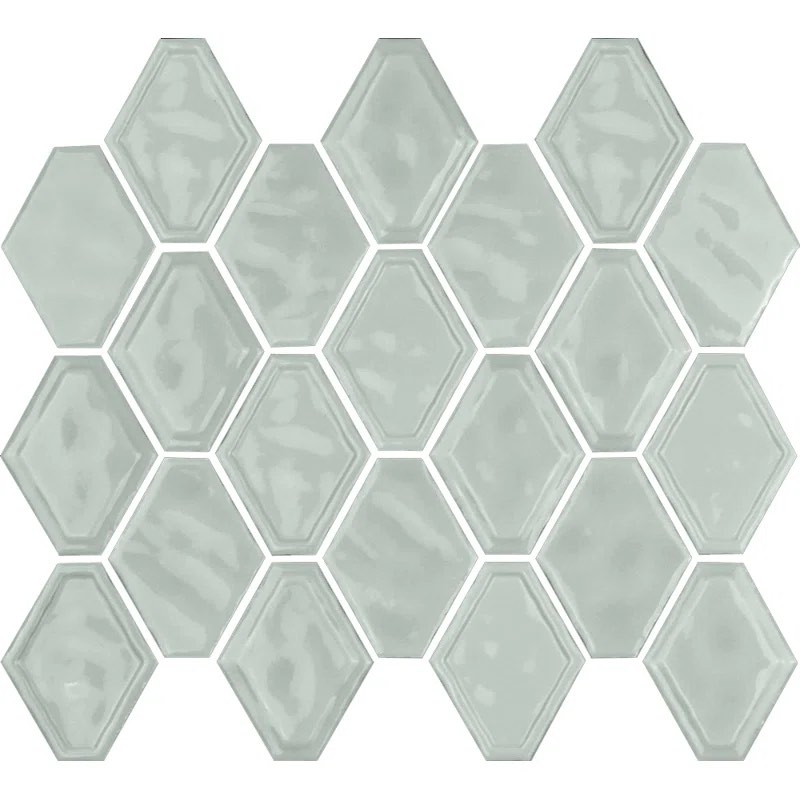 Medium Grey Terra Diamonds 12"x12" Glazed Ceramic Diamond Mosaic Tile