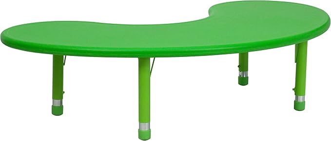 Incomplete Only Table Flash Furniture 35''W x 65''L Half-Moon Green Plastic Height Adjustable Activity Table
