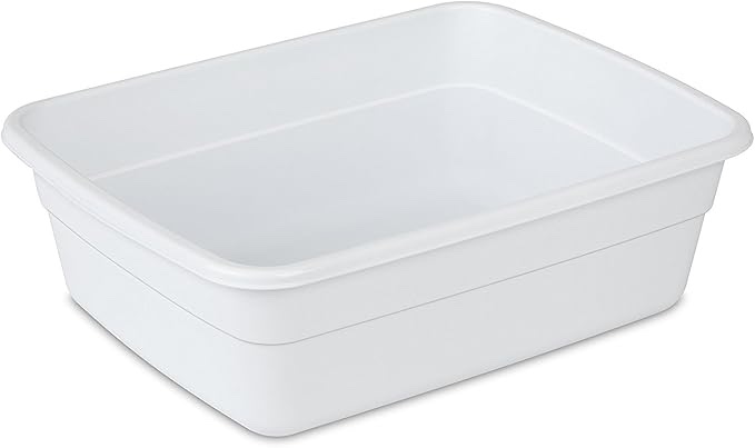Sterilite 8 Qt Dishpan, Bin Ideal for Soaking and Cleaning Dirty Dishes in the Kitchen Sink, White, 12-Pack