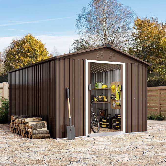 Zstar 15' x 8' Large Metal Outdoor Storage Shed *incomplete,box 1/3 only*