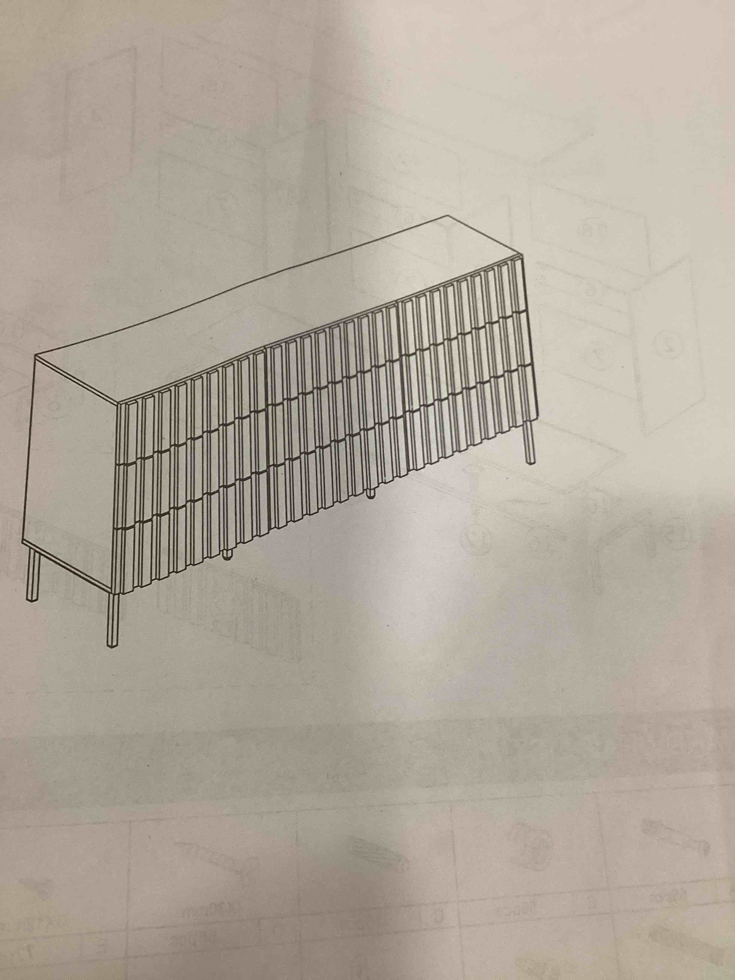 9 drawer black fluted dresser *incomplete* 