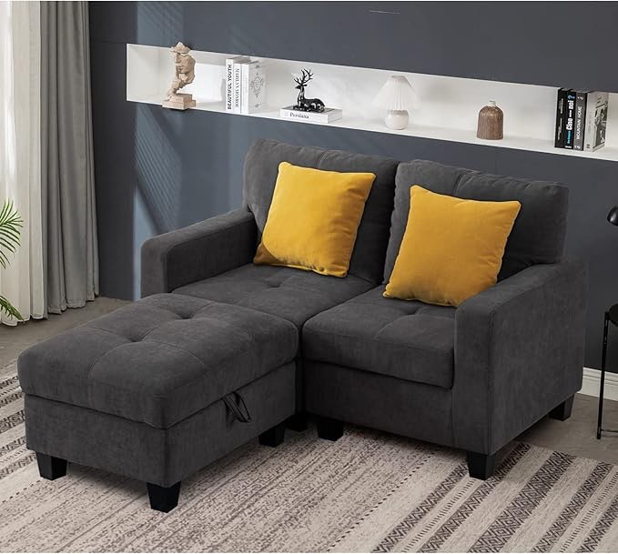 Aeffze Love Seat Sofa with Storage Ottoman  *similar to stock photo* *incomplete*