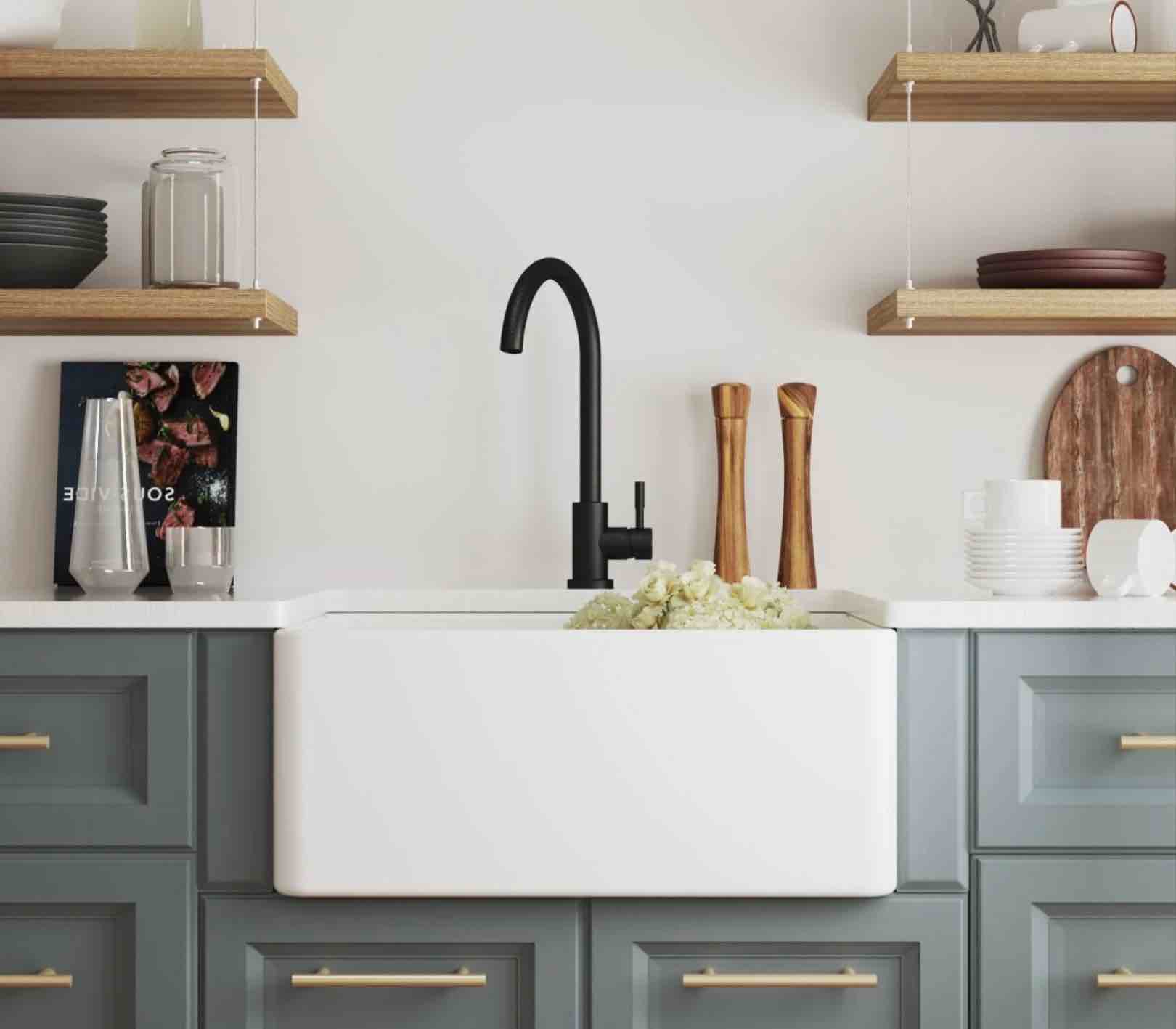 PERCH 24" L x 18" W Rectangular Farmhouse Kitchen Sink, Seamless