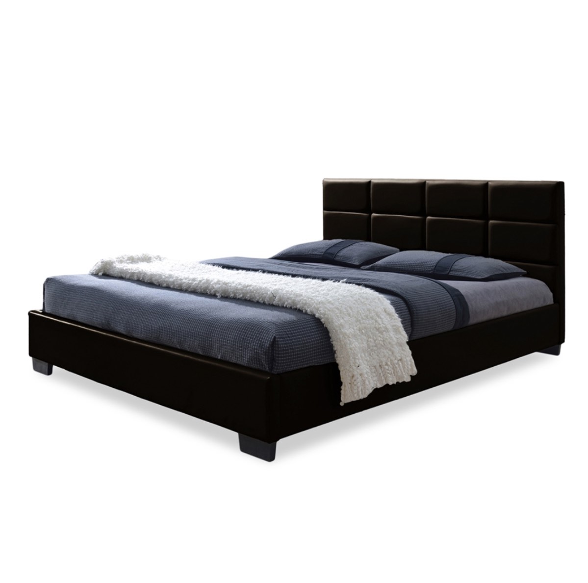 Baxton Studio Vivaldi Modern and Contemporary Dark Brown Faux Leather Padded Platform Base Queen Size Bed Frame *incomplete,box 2 only* 