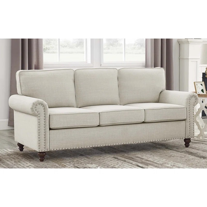 Dujuana 78" Wide Upholstered Sofa With Classic Wooden Legs *incomplete,box 1/2 only* 