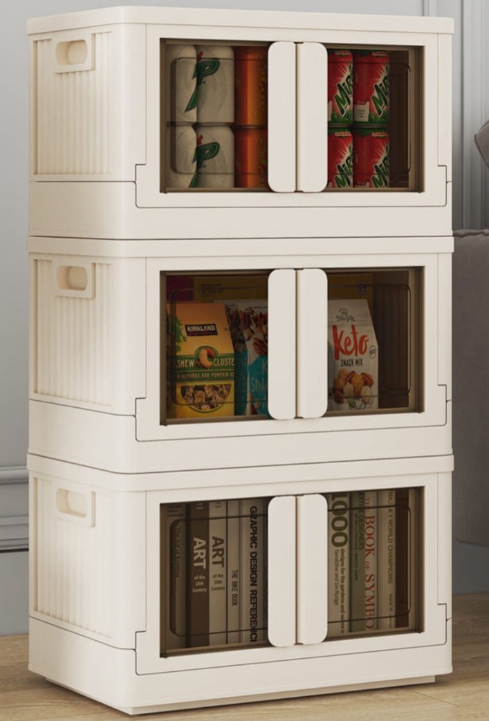 ST7-WS4 8.4 Gal Double-Door Foldable Storage Bins (4 PCS White)