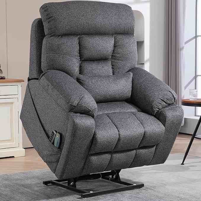 4 OKIN Motor Power Lay Flat Lift Recliner Chair for Elderly Adults Oversized Recliners with Massage Heat, Adjustable Head-Back-Lumbar-Leg-Support, Extended Footrest, 2 Cup Holders (incomplete 1 box only consisting of backrest)