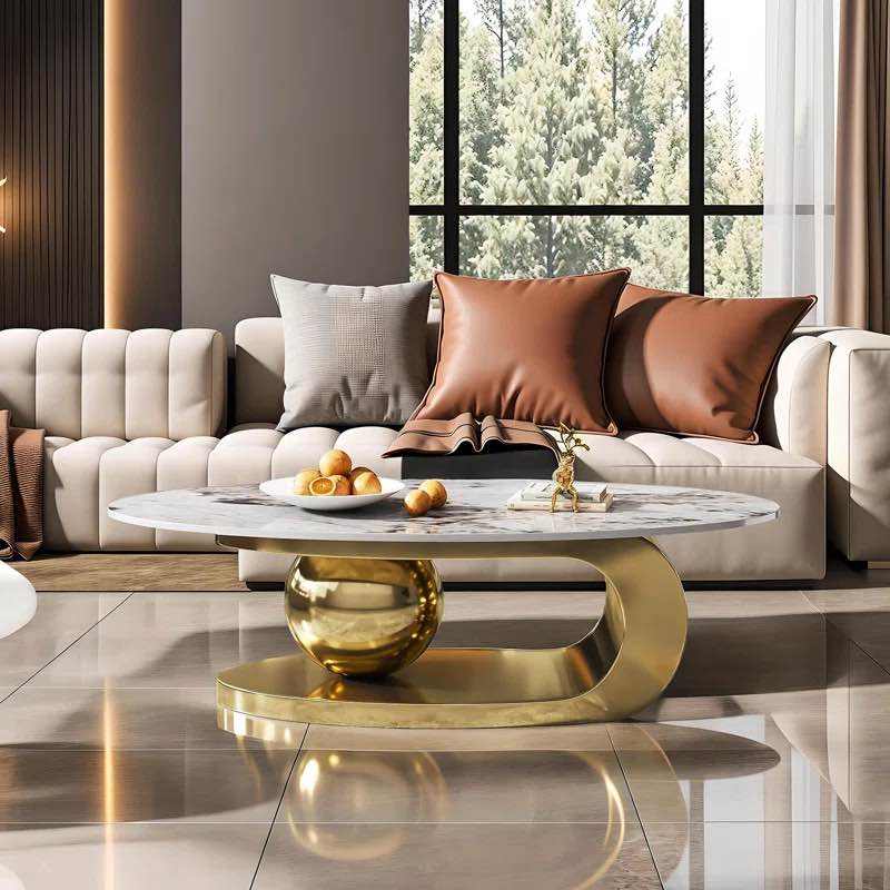 Chaylen Modern Luxury 51.2 in. L Pandora Top Coffee Table with Gold Base (incomplete 1 box only consisting of base)