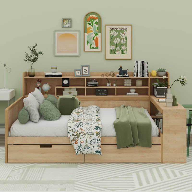 Tiaisha Full Size Multi-functional Bed with Two Storage Drawers and Study Desk (incomplete, hardware only)