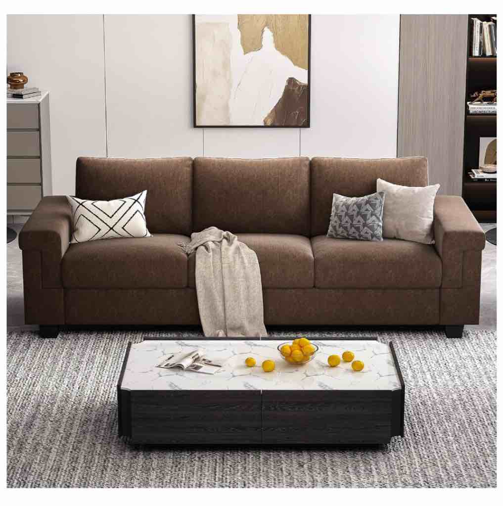 Dark Brown Linen Sofa