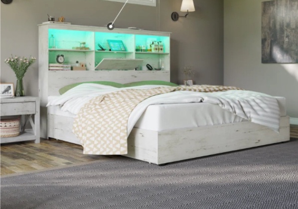 Izena Lighted LED Bookcase Bed