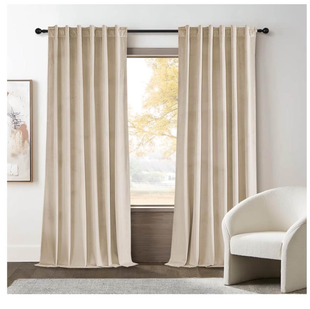 Beige Velvet Curtains