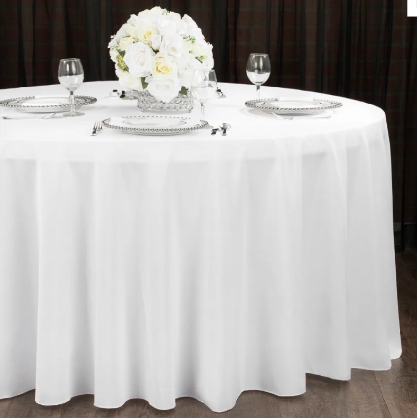 Fisher Tablecloth, White 120” Round 
