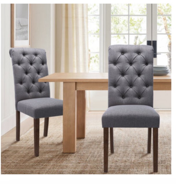 Lark Manor Artemisia Tufted Upholstered Wooden Dining Chairs INCOMPLETE bottoms only 