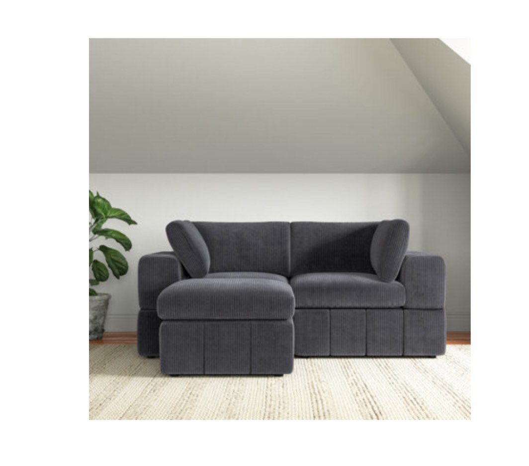 Wade Logan Andrielle 79'' Wide Corduroy Modular Sofa & Chaise with Ottoman INCOMPLETE SET