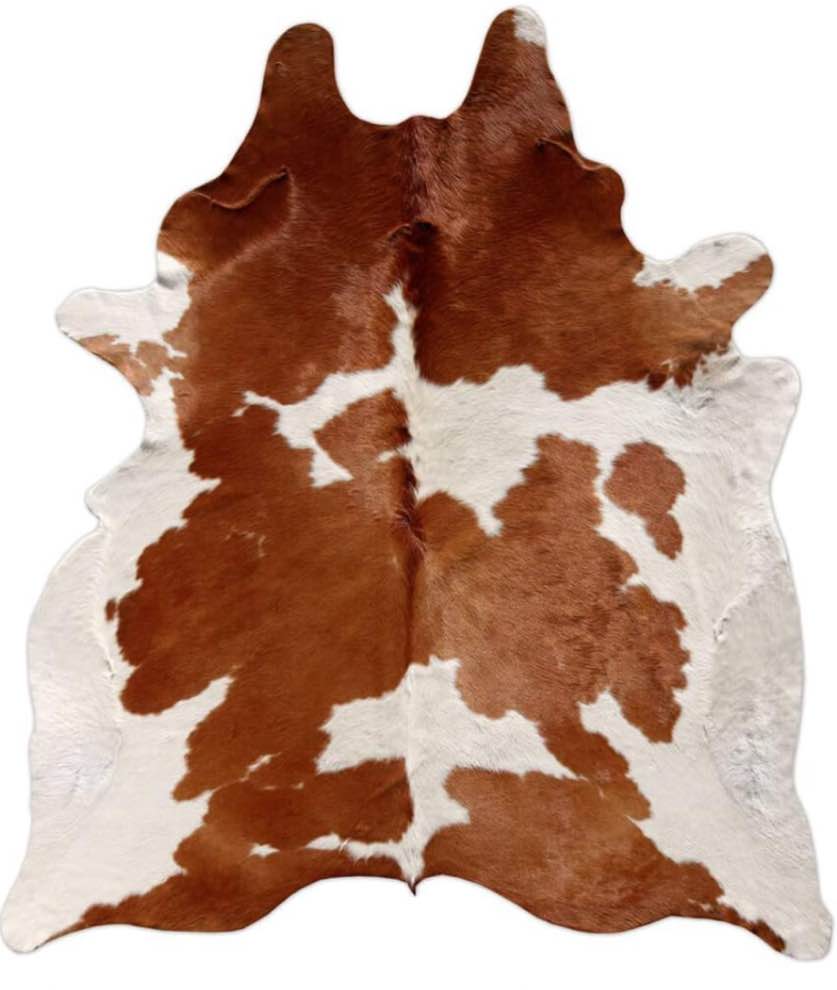 Brown and White Cowhide Rug, Small 