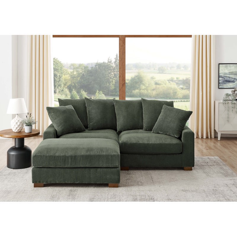 Xandar Corduroy Sofa 34" H x 86" W x 67.5" D 4 Camel( incomplete only Laf armless chair ) 