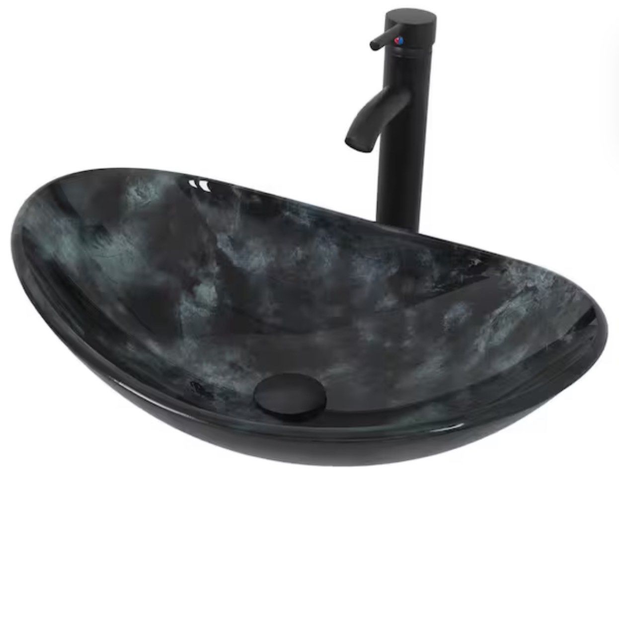 Glass Oval Vessel Sink in Black