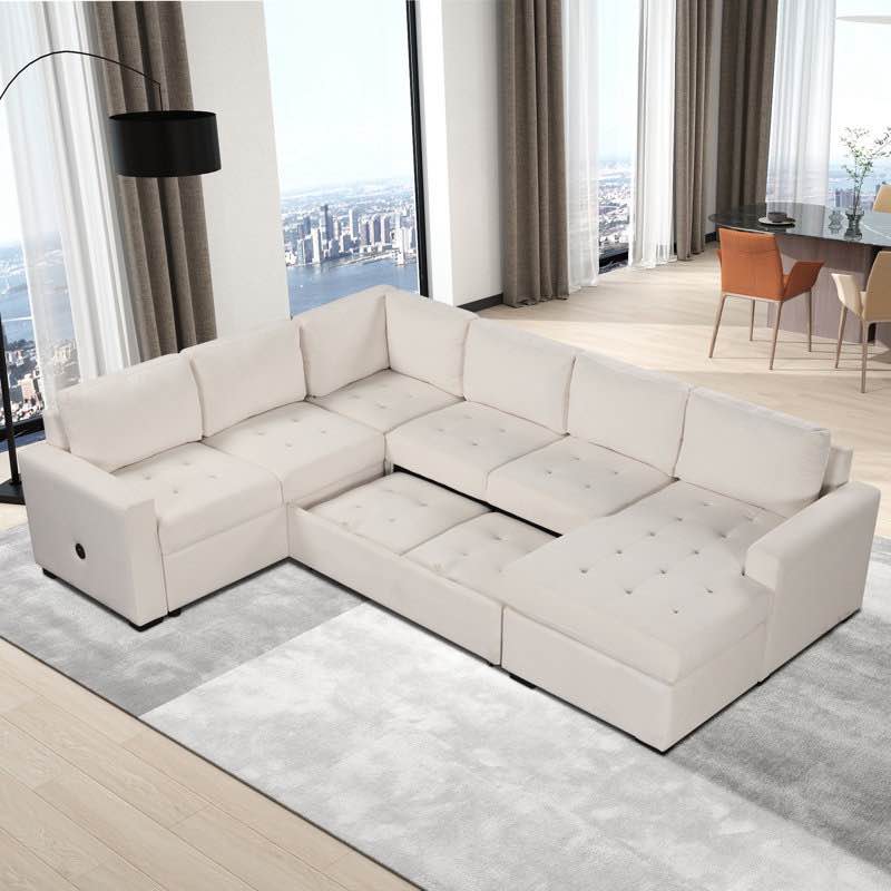 Brigetta 4 - Piece Upholstered Sectional, Beige Chenille( Incomplete) 