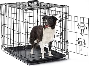 DONORO Dog Crates Kit for Small Size Dogs Indoor with Dog Crate Cover, Double Door Dog Kennels & Houses for Puppy and Cats, Collapsible Metal Contour Dog Cages (30-Inch Kit)