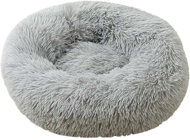 36 x 36 grey faux fur dog bed