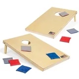 Cornhole Boards - Natural Wood Bean Bag Toss Set with 8 Bean Bags