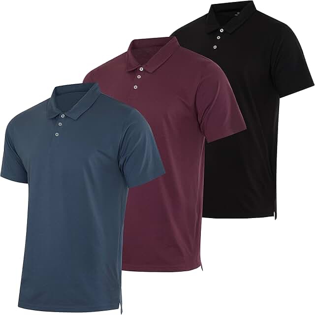 Real Essentials 3 Pack: Men's Jersey Cotton Short Sleeve Polo Shirt - Breathable Performance Polo (Available in Big & Tall) Regular 3X-Large Set J