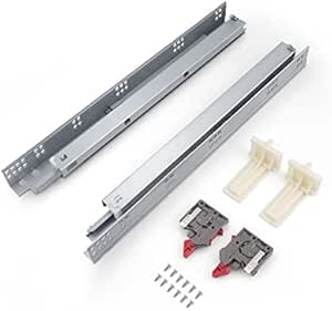 Knobonly 2 Pair Undermount Drawer Slides 21" Soft Close 3 Folds Full Extension Drawer Rails, Mounting Screws and Adjustable Locking Device Included, 85 lb Load Capacity