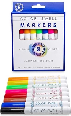 3 pack Color Swell Washable Markers With 8 Vibrant Colors Are Perfect for Teachers, Kids, Parties, and Classrooms