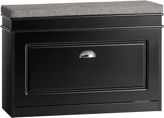 SoBuy FSR82-L-SCH, Hallway Shoe Bench Shoe Rack Shoe Cabinet With Flip-Drawer And Seat Cushion