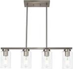 TODOLUZ Modern Kitchen Island Light with Clear Glass Shades, 4-Lights Hanging Lighting Fixtures in Brushed Nickel for Dining Room Brushed Nickel 4-Lights
