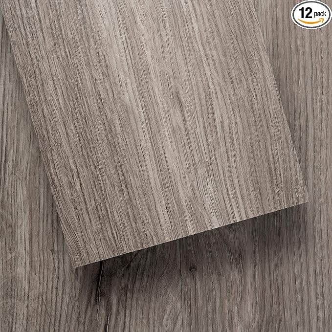 LUCiDA SURFACES Luxury Vinyl Flooring Tiles | Peel and Stick Floor Tile for DIY Installation | 12 Wood Look Planks | Nero | BaseCore | 18 Sq. Feet