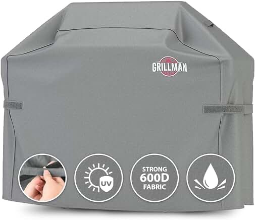 Grillman Premium BBQ Grill Cover, Heavy-Duty Gas Grill Cover for Weber Spirit, Weber Genesis, Char Broil etc. Rip-Proof & Waterproof (58" L x 24" W x 48" H, Tan)Gray