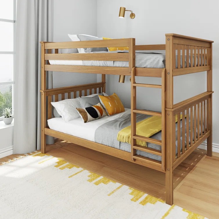(Incomplete!! Only 1 Box) Pecan Jerena Full over Full Solid Wood Slat Standard Bunk Bed by Harriet Bee