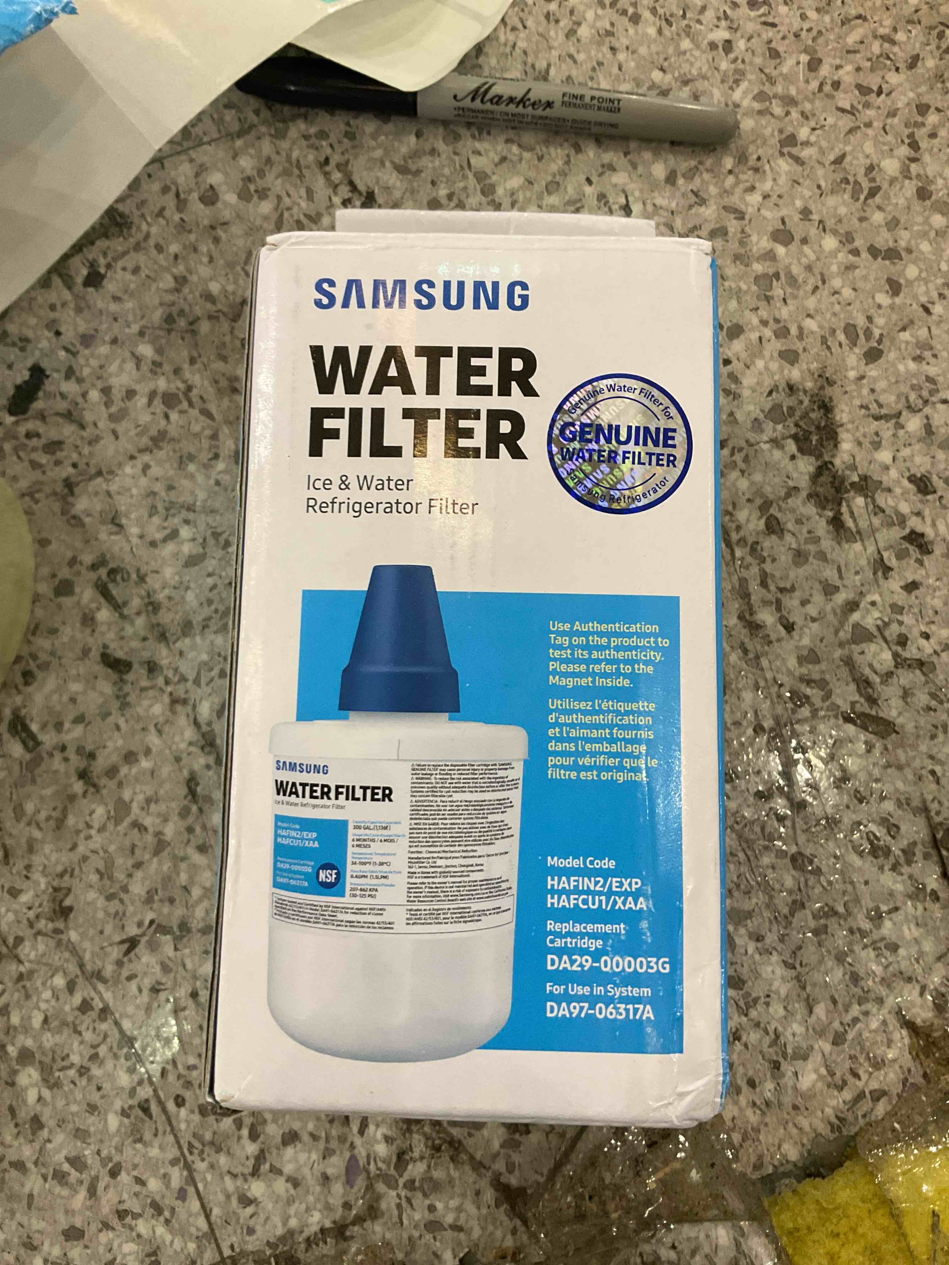 SAMSUNG Genuine Filter for Refrigerator Water and Ice, Carbon Block Filtration for Clean, Clear Drinking Water, 6-Month Life, DA29-00003G, 1 Pack